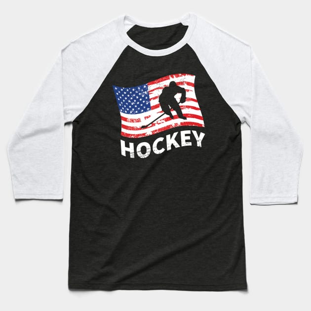 USA Hockey Player Gift Baseball T-Shirt by petervanderwalk